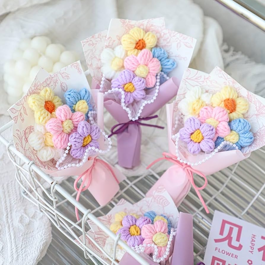 Amazon | koundeneko ミニ かぎ針編みの花束 4本セット 編み物